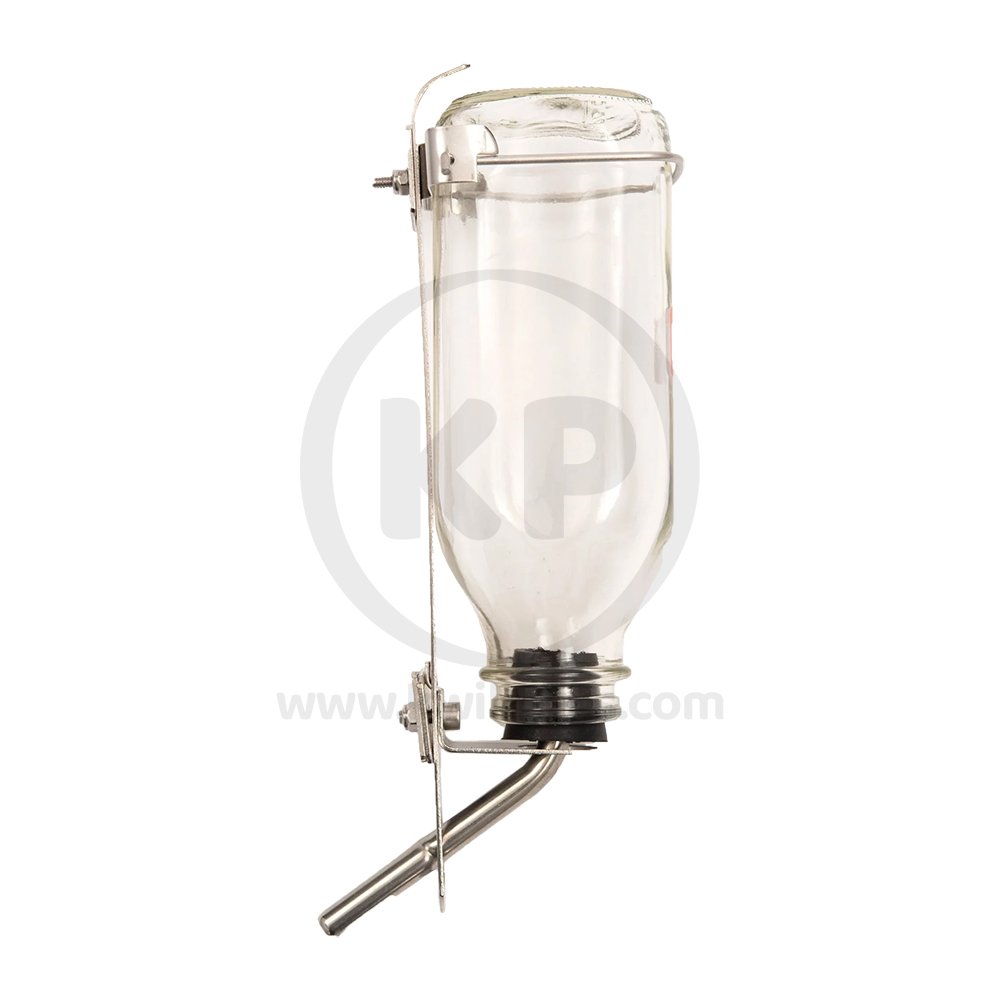 Lixit Glass Bottle with Holder Clear Silver, Kwik Pets