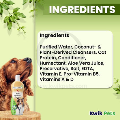 Espree Aloe Oatbath Medicated Shampoo Fragrance Free for Dogs & Cats 20-oz, Kwik Pets