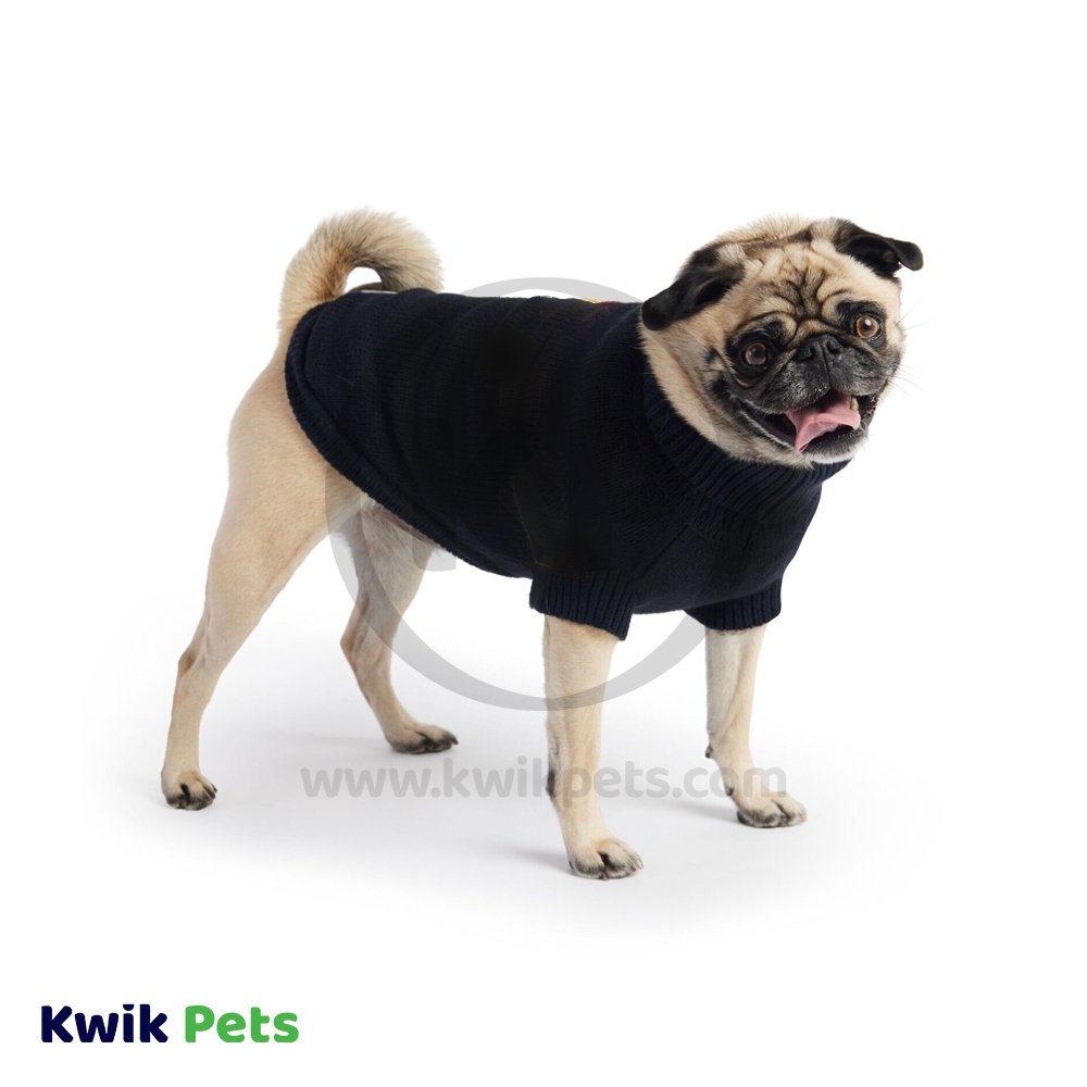 Fashion Pet Classic Cable Dog Sweater Black Extra-Small