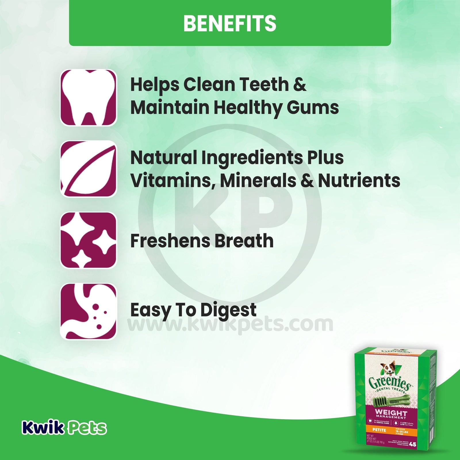 Benefits of Greenies Weight Management Dog Dental Treats Petite 45 Count 27-oz