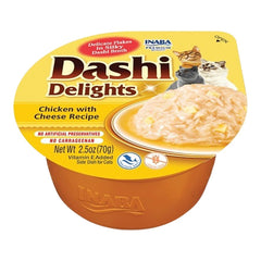 Inaba Dashi Delights Lickable Cat Treats Chicken with Cheese Recipe 2.5-oz Cups 6 Count