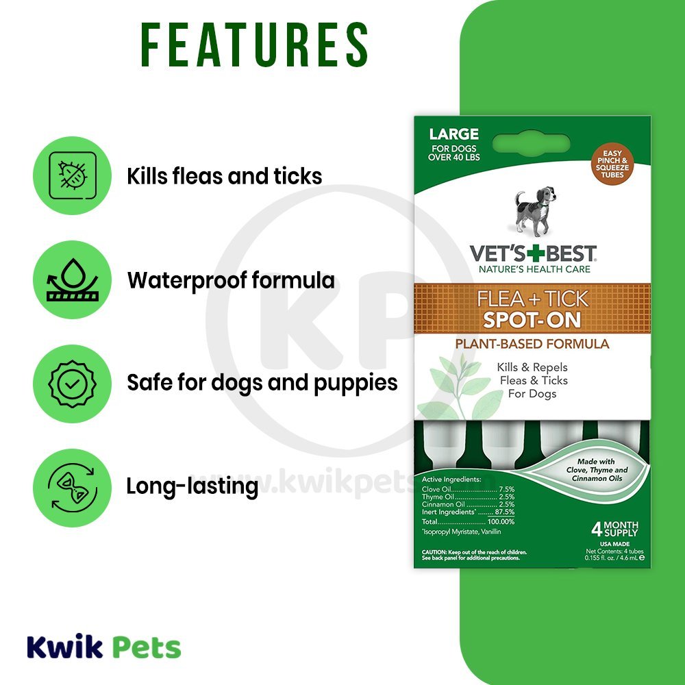 Vet's Best Flea and Tick Spot-On 4.6 ml, 4 ct, Vet's Best