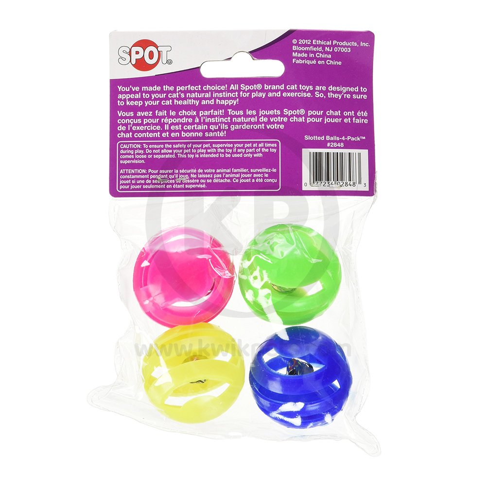 Details of Ethical Pet Spot Slotted Balls Cat Toy Multicolor 4 Count