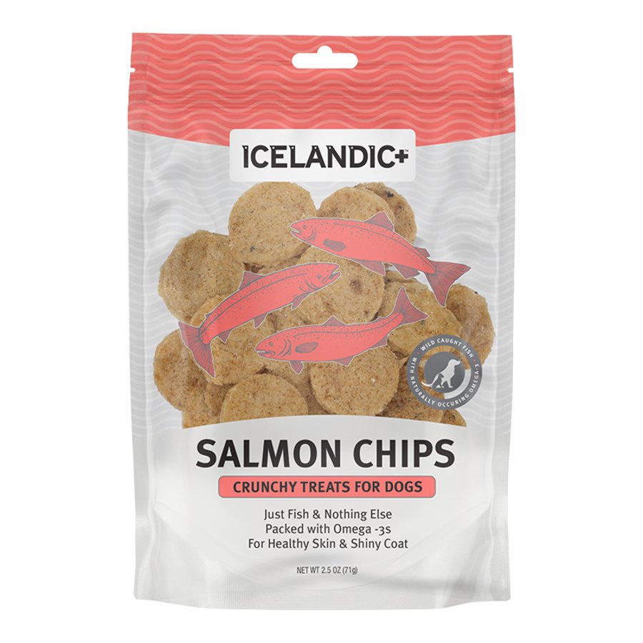 Icelandic+ Salmon Fish Chips Crunchy Dog Treats 2.5-oz, Kwik Pets