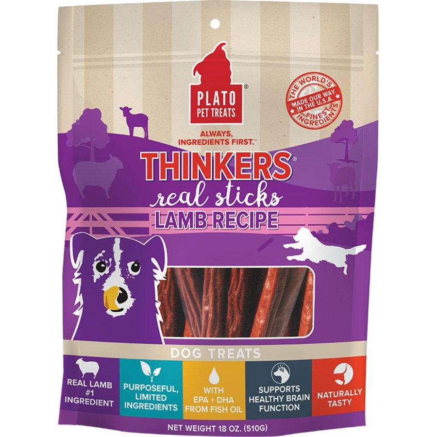 Plato Thinkers Real Sticks Lamb Dog Treats 18-oz, Kwik Pets