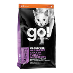 Petcurean Go! Solutions Carnivore Grain-Free Dry Cat Food Chicken Turkey & Duck Recipe 3-lb