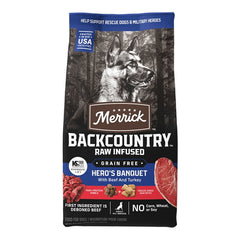 Merrick Backcountry Grain Free Freeze-Dried Raw Dry Dog Food Hero's Banquet with Beef & Turkey Recipe 4-lb