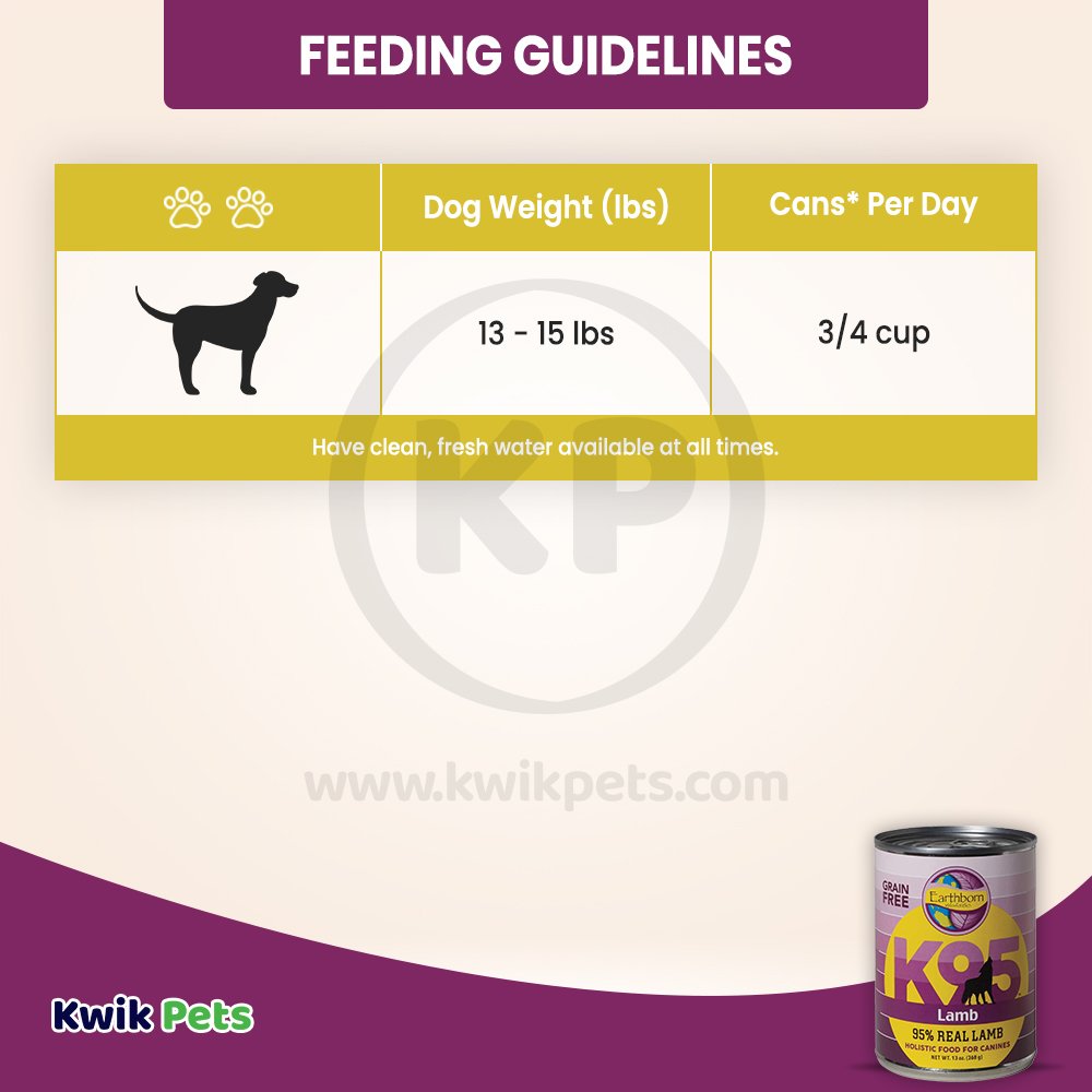 Earthborn Holistic Grain Free K95 Meat Protein Wet Dog Food Lamb, 13-oz, Earthborn