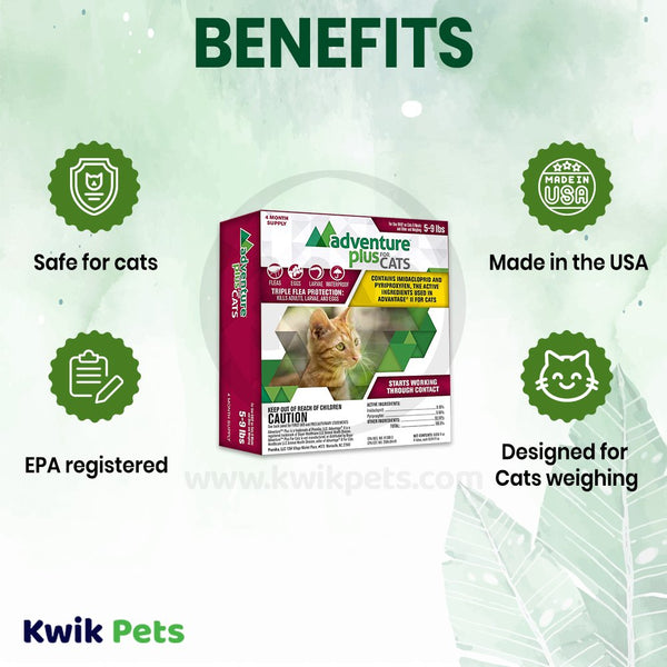 Promika Adventure Plus 4-Month Supply Flea & Tick Prevention for Cats between 5-9 lbs 4 Count, Kwik Pets