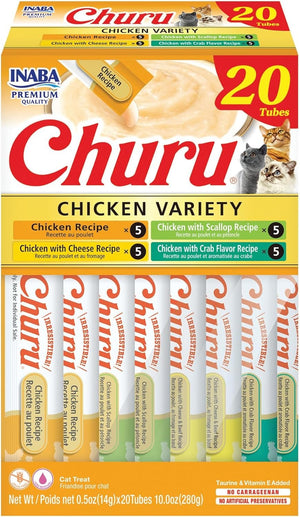 Inaba Churu Creamy Purée Chicken Variety Box Lickable Cat Treats 0.5-oz Tubes 20 Count, Kwik Pets