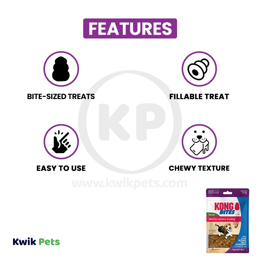 KONG Bites Dog Treats Regular, Chicken, 5 oz, KONG