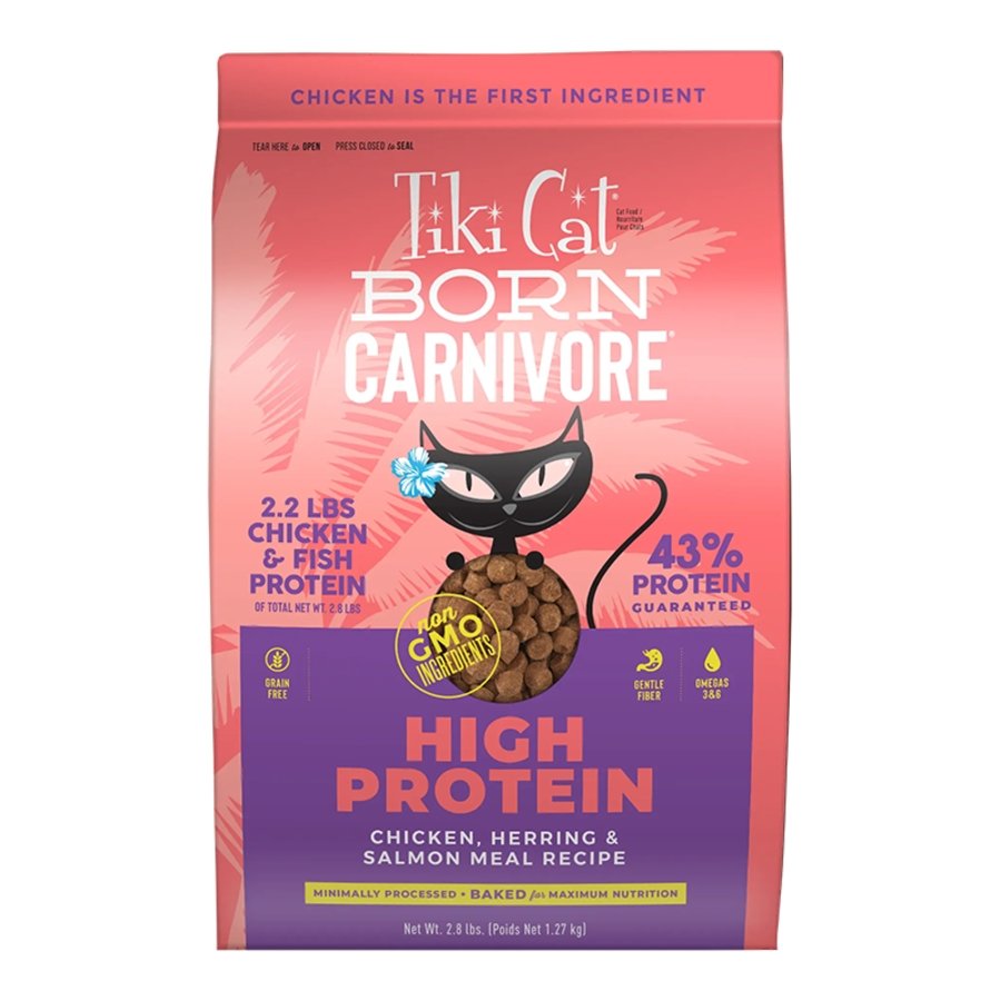 Tiki Pets Cat Born Carnivore High Protein Dry Cat Food Chicken, Herring & Salmon 2.8-lb