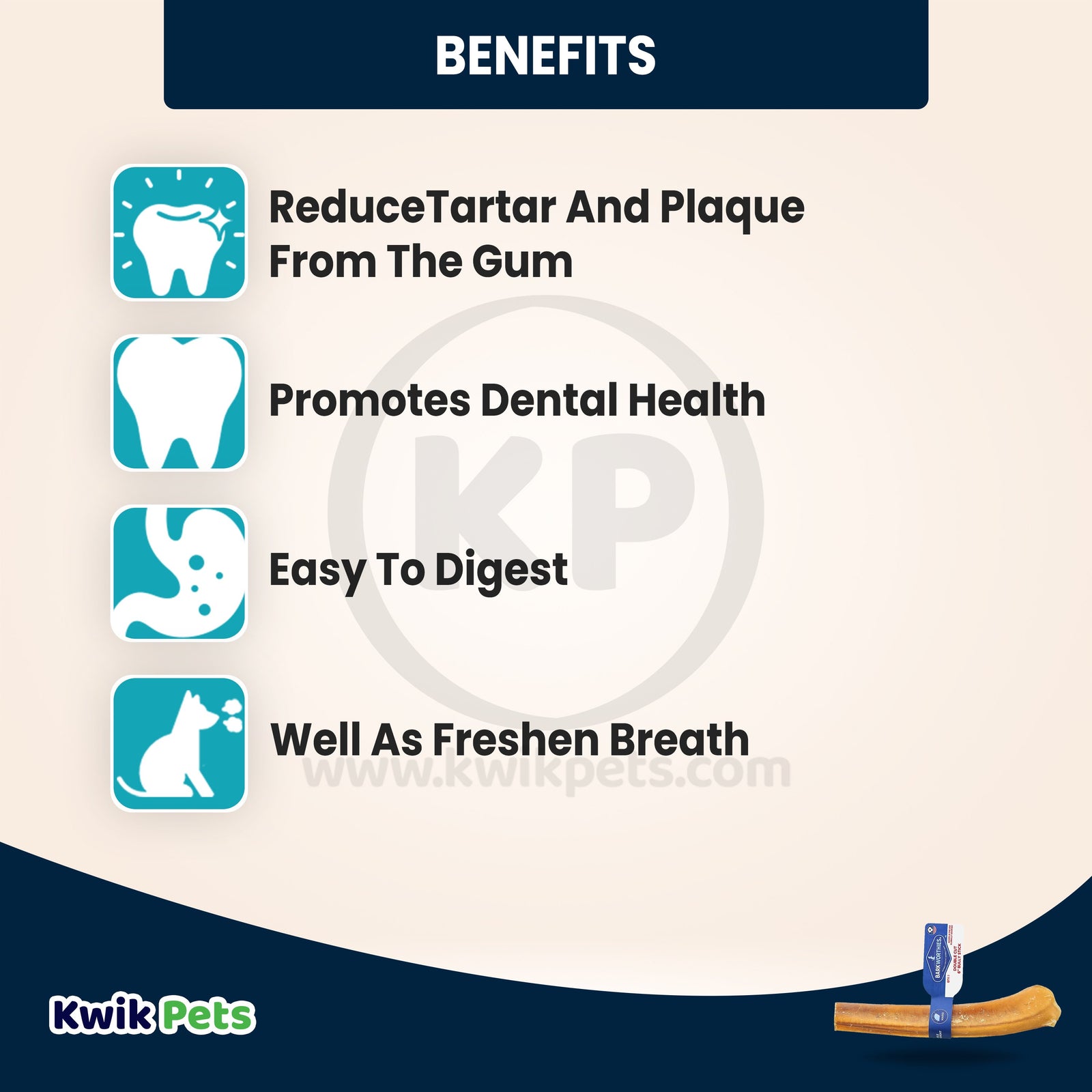 Benefits of Barkworthies 6" Odor Free Double Cut Bully Stick Dog Chews