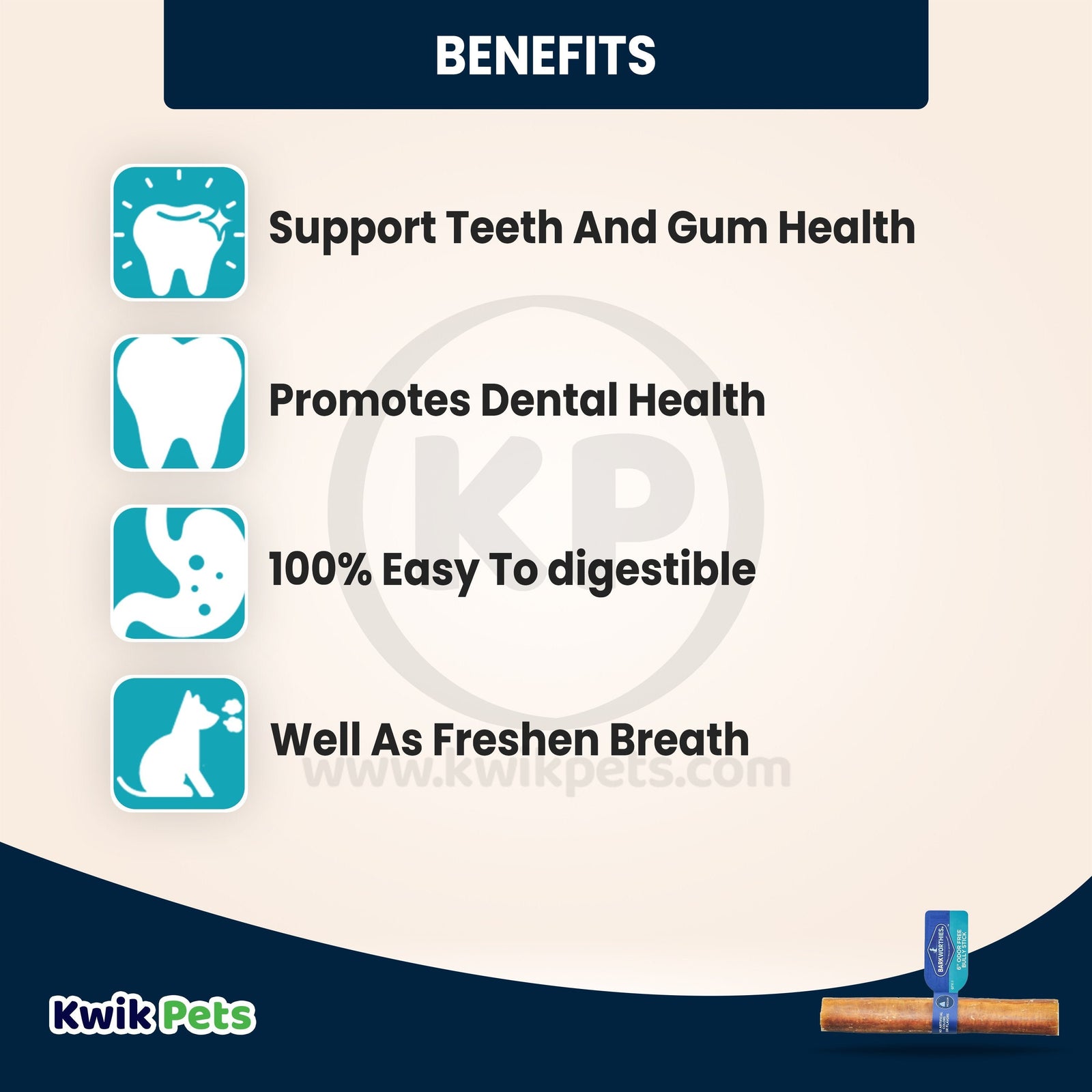 Benefits of Barkworthies 6" Odor Free Bully Stick Dog Chews