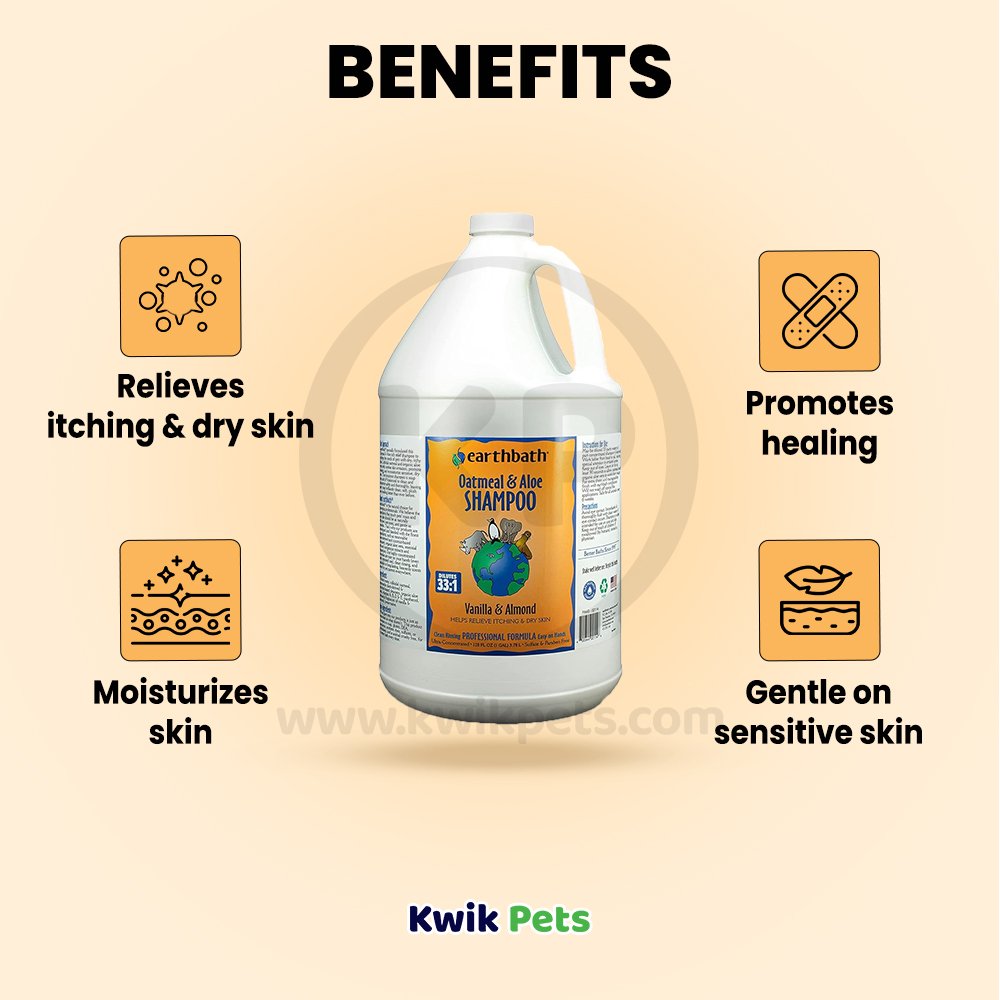 Benefits of Earthbath Oatmeal & Aloe Pet Shampoo Vanilla & Almond 128-oz
