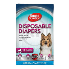Simple Solution Disposable Dog Diapers White Medium 12 Count