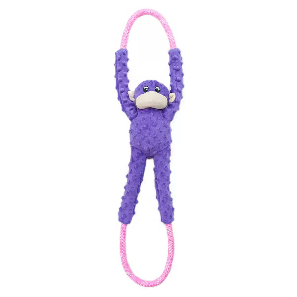 ZippyPaws Monkey RopeTugz Plush & Rope Dog Toy Purple Medium/Large