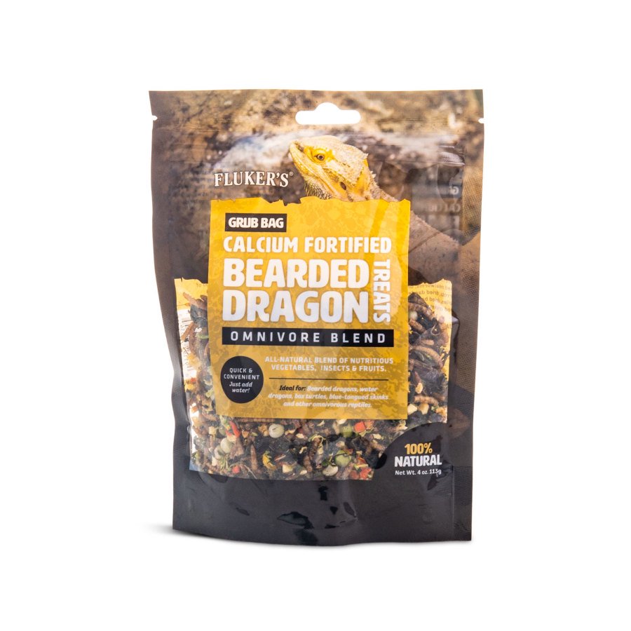Fluker's Grub Bag Calcium Fortified Bearded Dragon Reptile Omnivore Blend Treats 4-oz, Kwik Pets