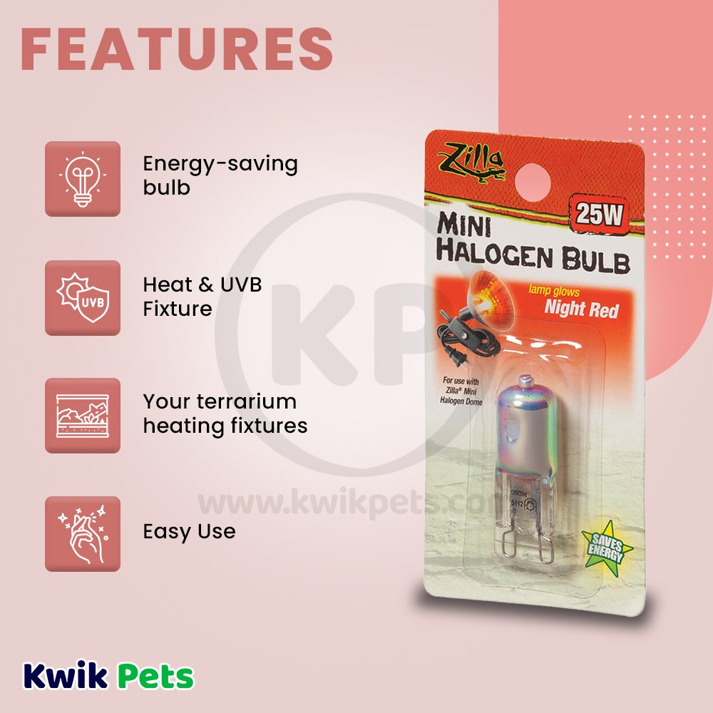 Zilla Mini Halogen Bulbs Night Red 25 W, Zilla