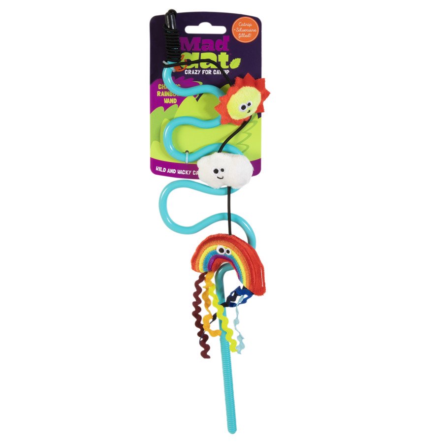 Mad Cat Rainbow Chaser Catnip & Silvervine Wand Cat Toy Small