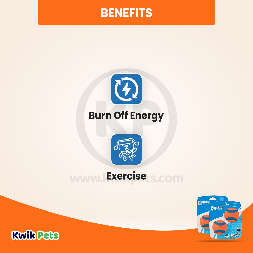 Chuckit! Ultra Ball Dog Toy Blue/Orange Medium 2 Pack of 2 Count, Kwik Pets