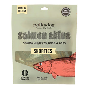 Polkadog Salmon Skins Shorties Smoked Jerky Dog & Cat Treats 3-oz, Kwik Pets