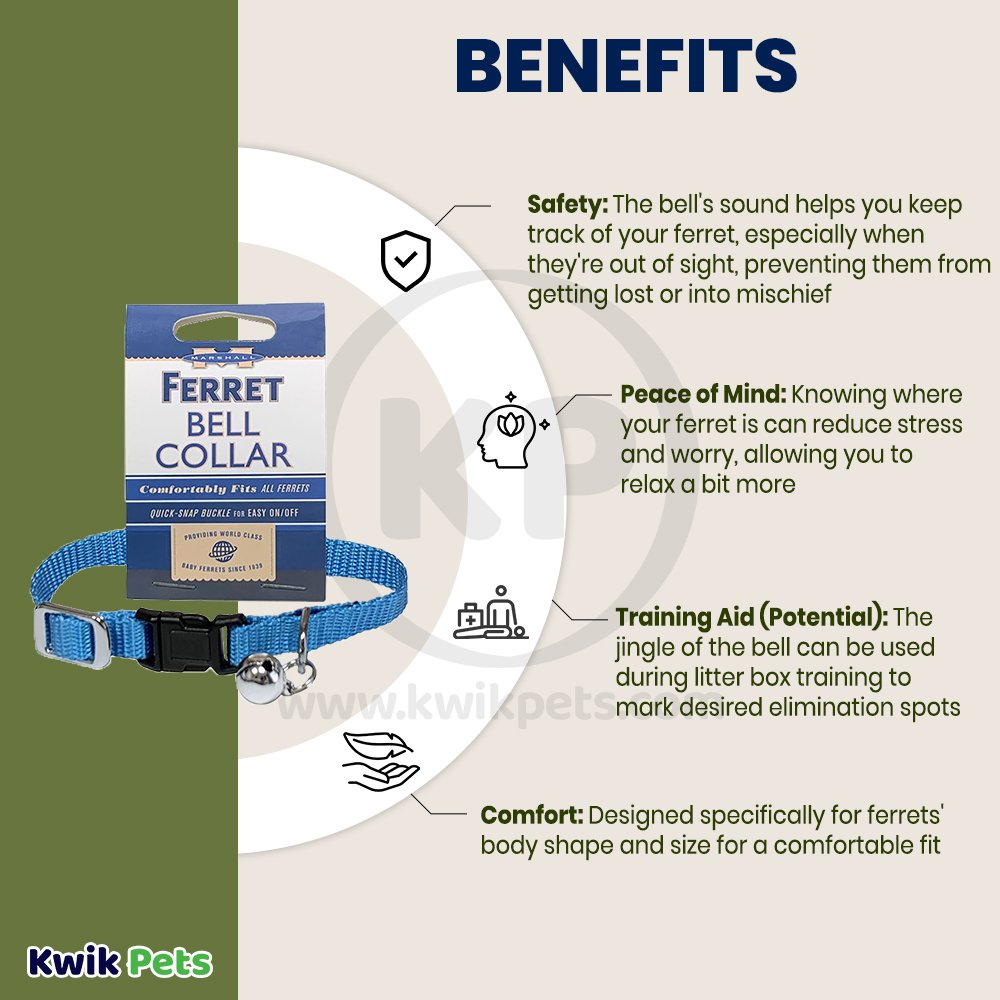 Marshall Pet Products Ferret Bell Collar Blue 3/8-in, Kwik Pets