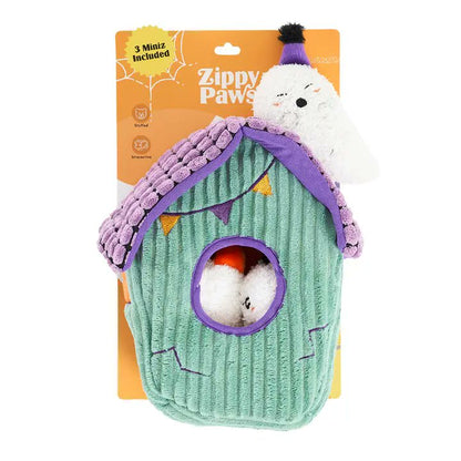 ZippyPaws Halloween Zippy Burrow Haunted House Party Plush Dog Toy