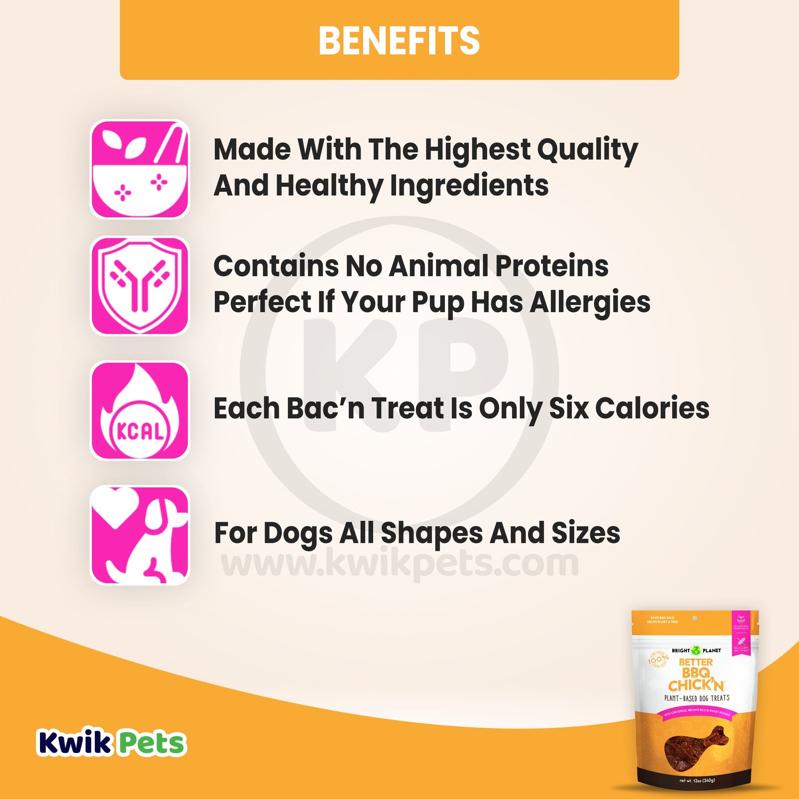 Benefits of Bright Planet Better BBQ Chick'n Plant-Based Dog Treats 12-oz