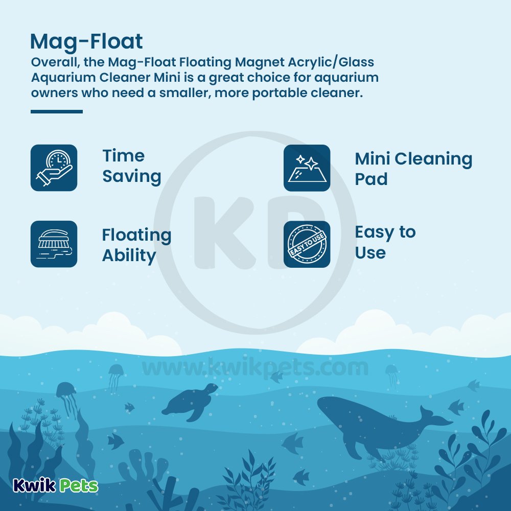Mag-Float Floating Magnet Acrylic/Glass Aquarium Cleaner Mini, Kwik Pets
