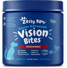 Zesty Paws Senior Advanced Vision Bites Soft Chews for Dogs Chicken 90 Count 11.1-oz