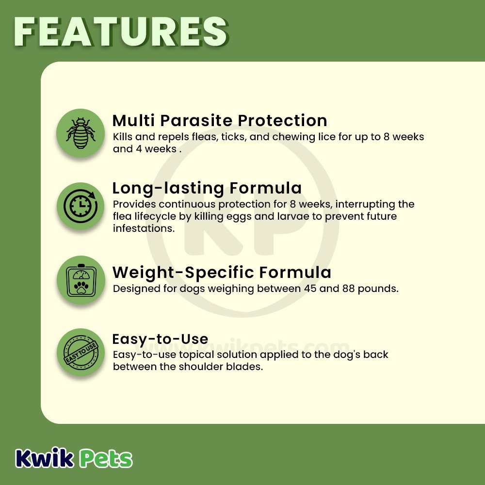 Vetality Firstect Plus Flea & Tick for Large Dogs 45-88 lbs 3 Count, Kwik Pets
