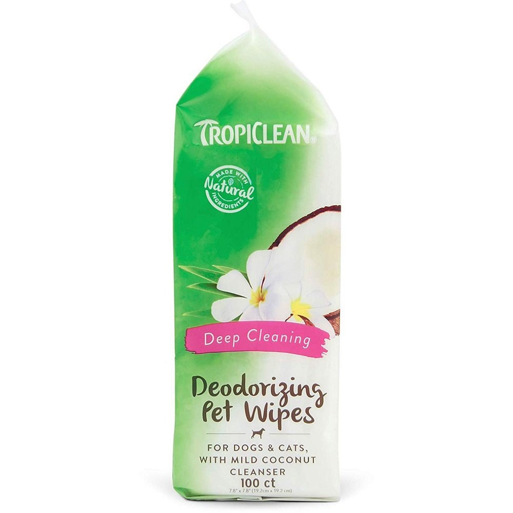 TropiClean Berry + Coconut Tushy & Paw Wipes for Dogs & Cats 100 Count