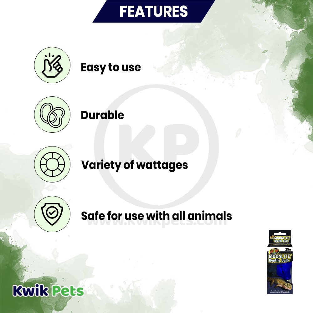 Zoo Med Moonlite Reptile Bulb Deep Blue 25W, Kwik Pets