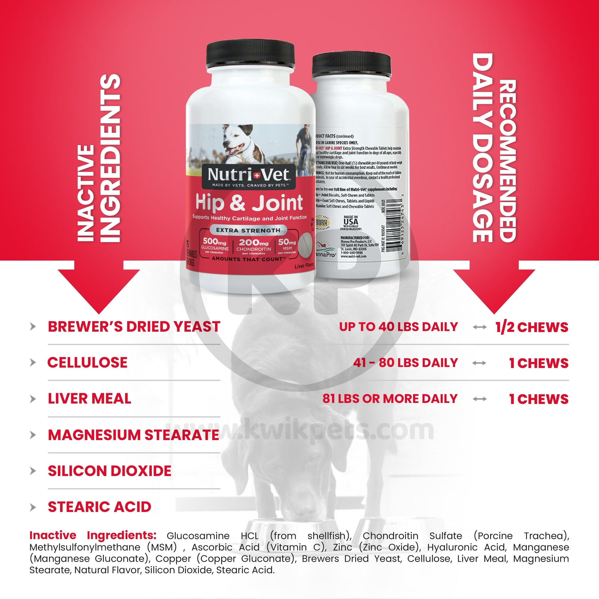Nutri-Vet Hip & Joint Extra Strength Chewables for Dogs Liver Details