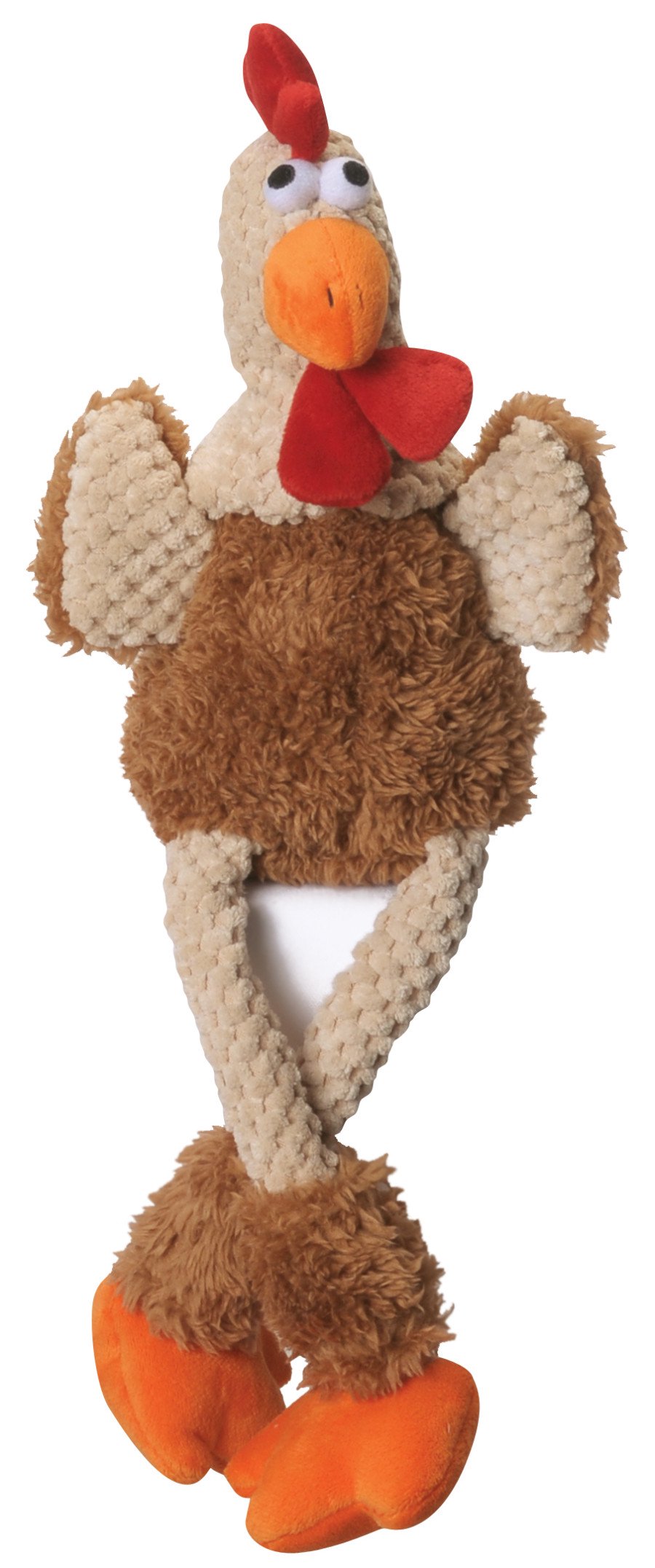 goDog Checkers Chew Guard Rooster Squeaky Plush Dog Toy Brown Large, Kwik Pets
