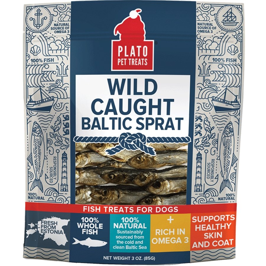 Plato Wild Caught Baltic Sprat Fish Dog Treats 3-oz, Kwik Pets