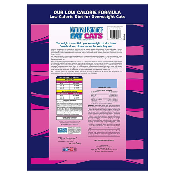 Details of Natural Balance Ultra Fat Cats Dry Food Chicken Meal & Salmon Meal 15-lb