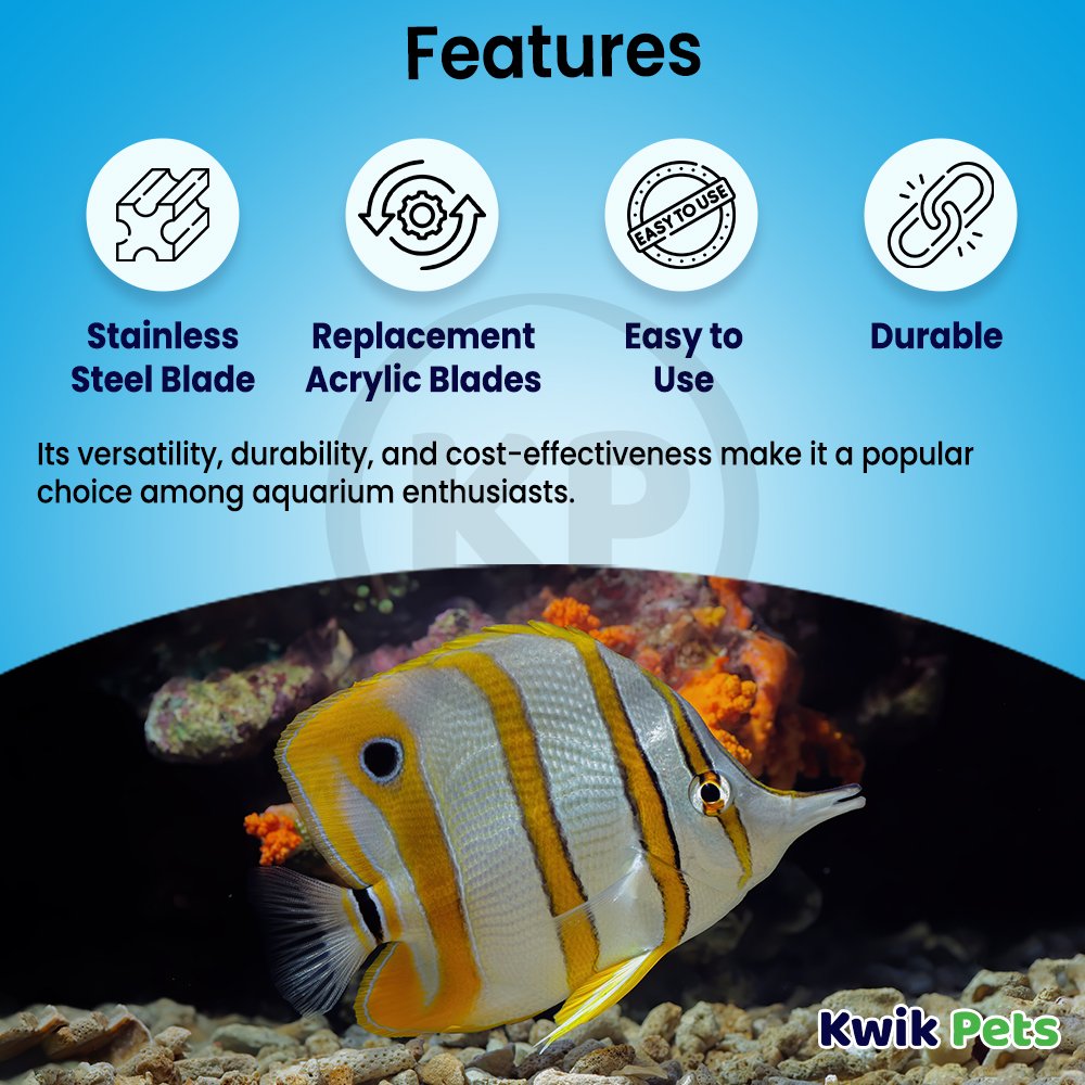 Flipper Platinum Aquarium Scraper for Glass and Acrylic Tanks 18-in, Kwik Pets