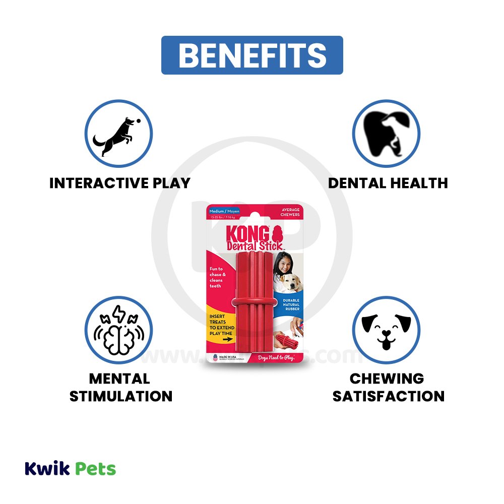 Benefits of KONG Dental Stick Chew Dog Toy Medium