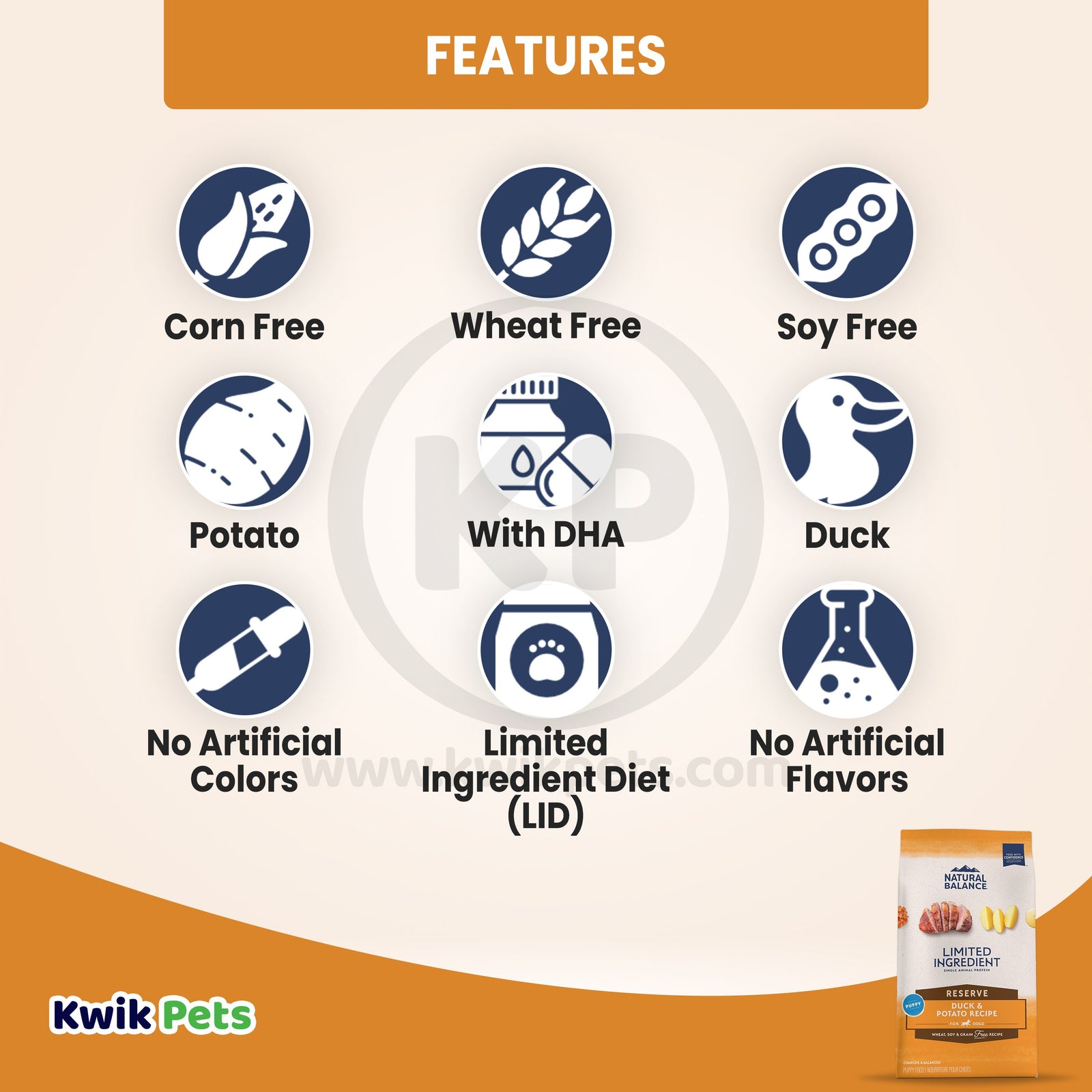 Natural Balance Pet Foods L.I.D. Puppy Dry Dog Food Duck & Potato 12 lb, Natural Balance