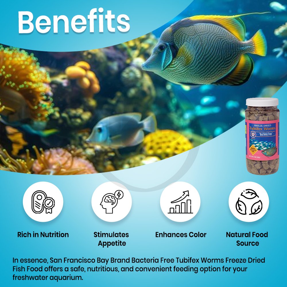San Francisco Bay Brand Bacteria Free Tubifex Worms Freeze-Dried Fish Food 2-oz, Kwik Pets