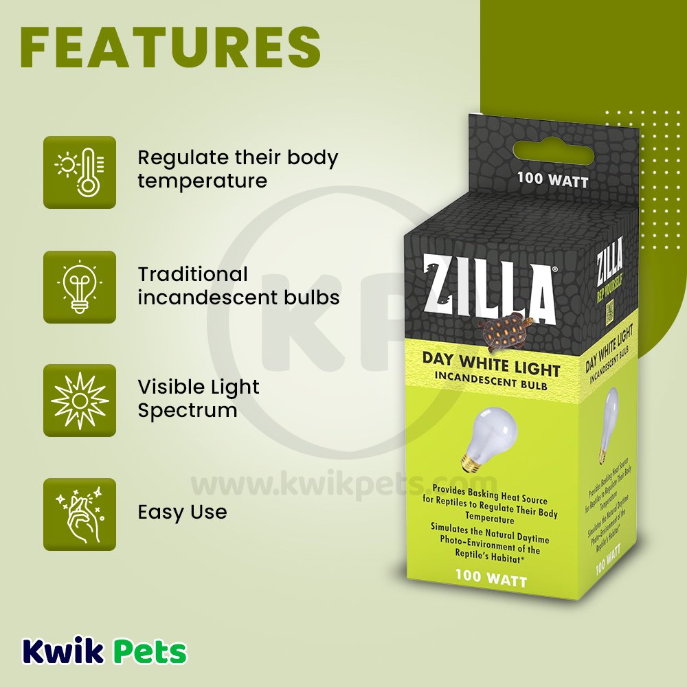 Zilla Incandescent Bulbs Day White, 100 W, Zilla