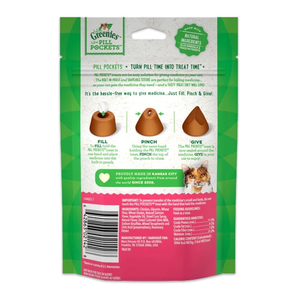 Details - Greenies Feline Pill Pockets Cat Treats Salmon 1.6-oz 45 Count