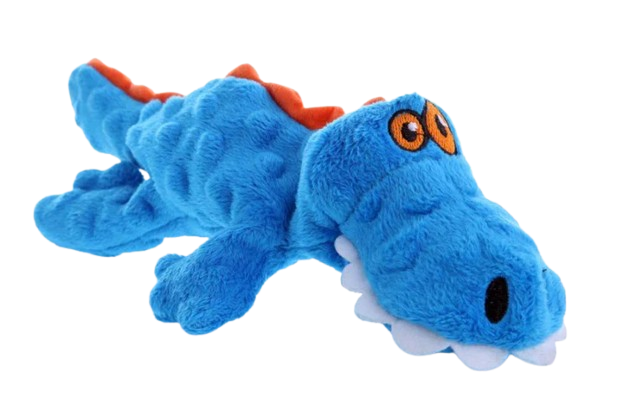 goDog Gator Chew Guard Technology Squeaky Plush Dog Toy Blue Large