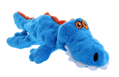 goDog Gator Chew Guard Technology Squeaky Plush Dog Toy Blue Large