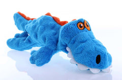 goDog Gator Chew Guard Technology Squeaky Plush Dog Toy Blue Mini