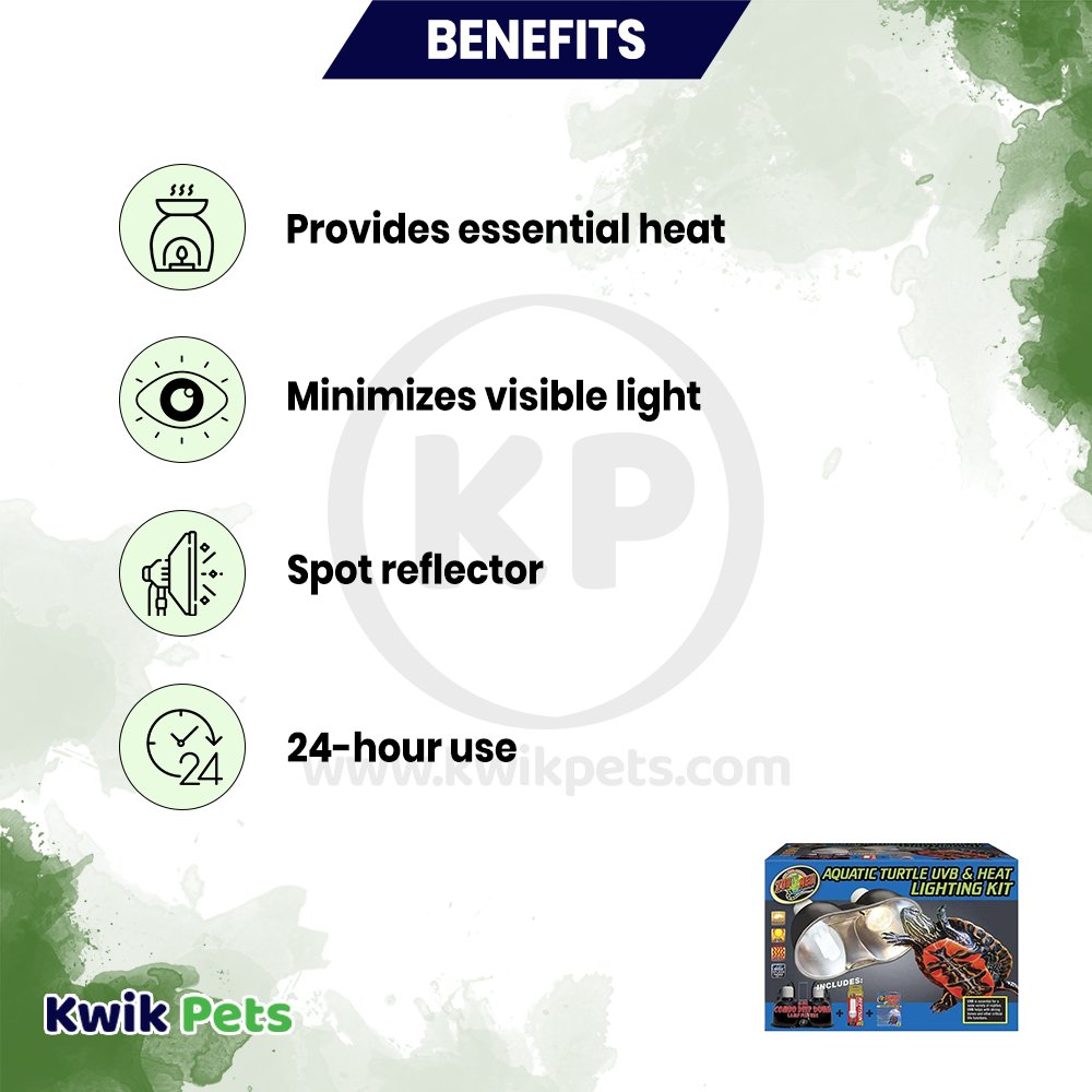 Zoo Med Aquatic Turtle UVB & Heat Lighting Kit, Kwik Pets