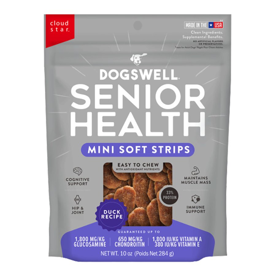 Dogswell Senior Health Mini Soft Strip Dog Treats Duck 10-oz