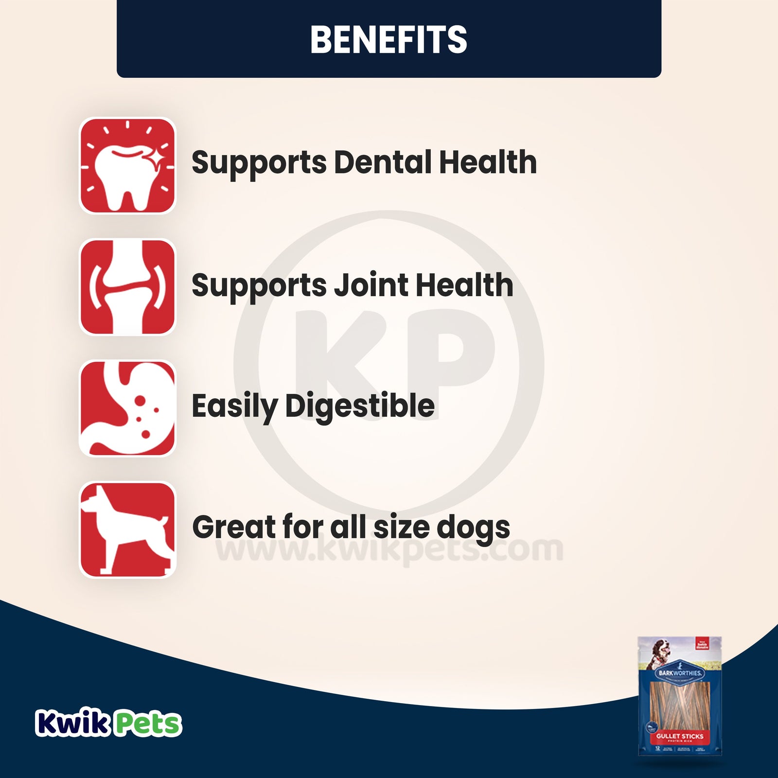 Benefits of Barkworthies 5-6" Gullet Stick Dog Chews 12 Count